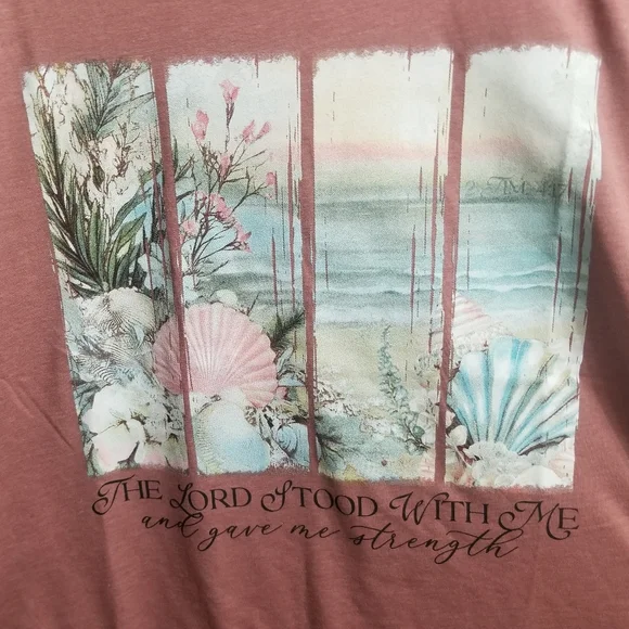 NWOT beachy religious cotton-poly blend t-shirt - Picture 2 of 6